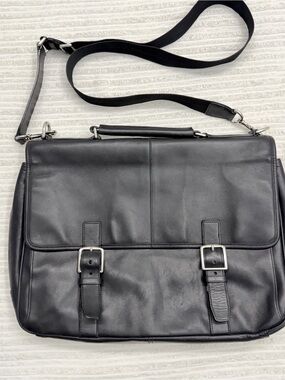 Coach Black Leather Messenger Briefcase Laptop Bag